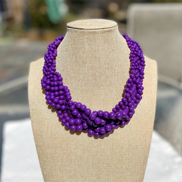 Twisted Multi Strand Purple Lucite Pearl Necklace Spring Summer Vacation NWT - Picture 2 of 4